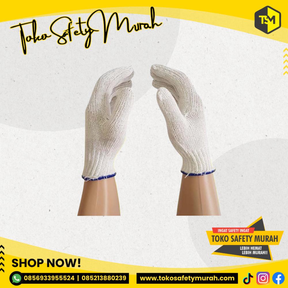 Sarung Tangan Kerja Proyek Tukang / Bahan Kain Katun B5 Murah / Benang 5 List Biru Blue Rabbit / Industri Working Gloves 5B - Image 2